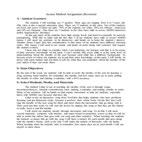 Assure Method Assignment Revision