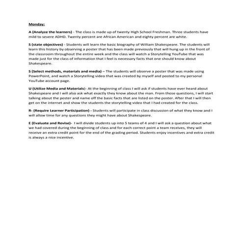 Assure method for unit plan