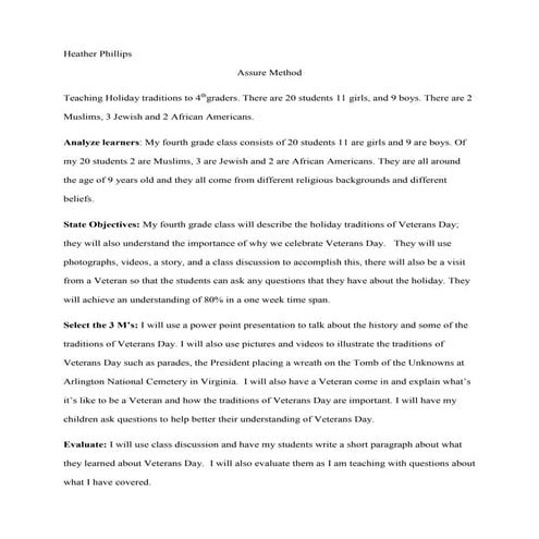 Assure method lesson plan