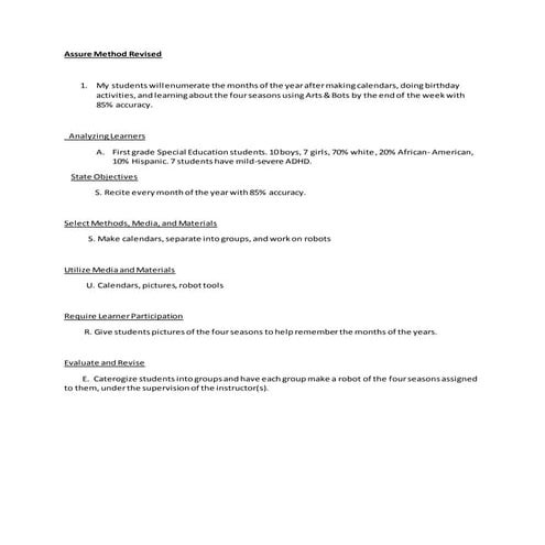 Assure method revised