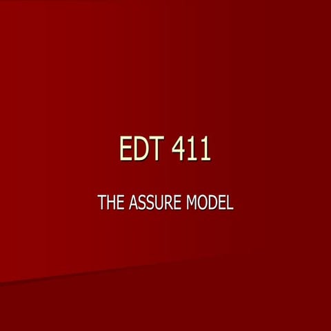 ASSURE Model presentation power point to describe how to prepare lesson plan