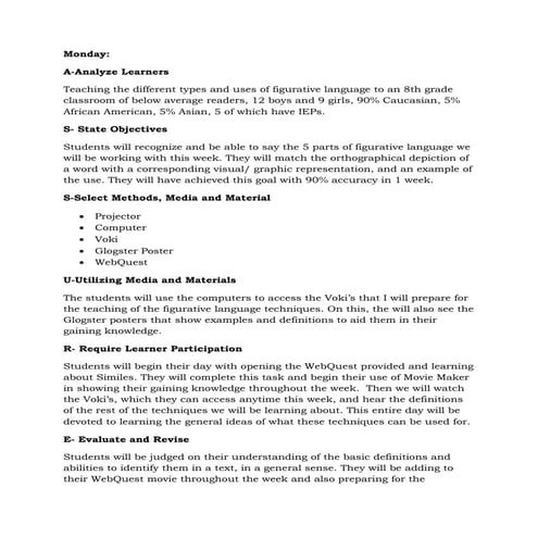 Figurative language lesson plan | DOC