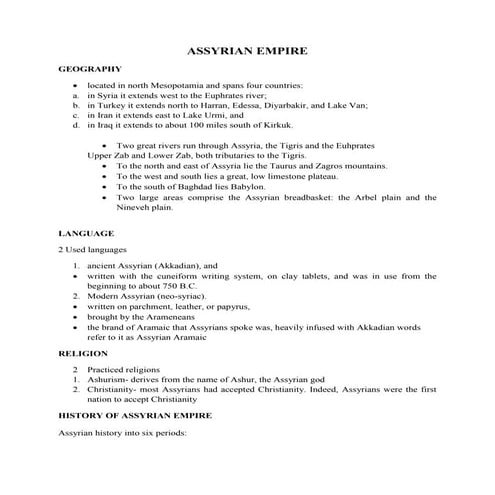 World History - Assyrian Empire