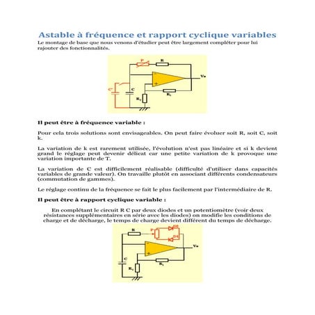 Astable à fréquence et rapport cyclique variables | DOCX