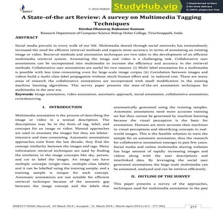 A State-Of-The Art Review  A Survey On Multimedia Tagging Techniques