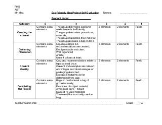 Eco friendly bag rubric