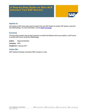 A step by-step guide on i doc-ale between two sap servers