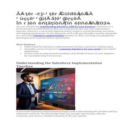 A Step-by-Step Guide to a Successful Salesforce Implementation Timeline in 20...