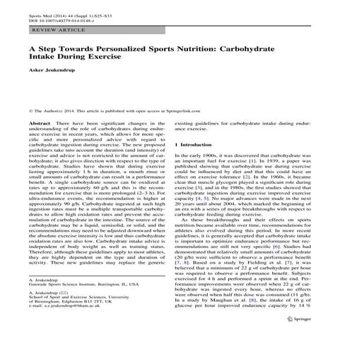 A step towards personalized sports nutrition   carbohydrate intake during exe...