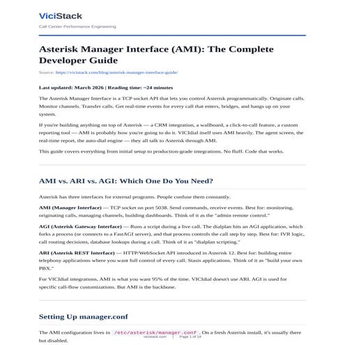 Asterisk Manager Interface (AMI): The Complete Developer Guide | PDF