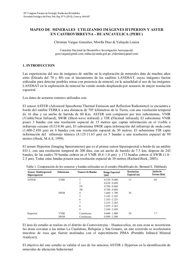 aster minerales castrovirreyna resummes
