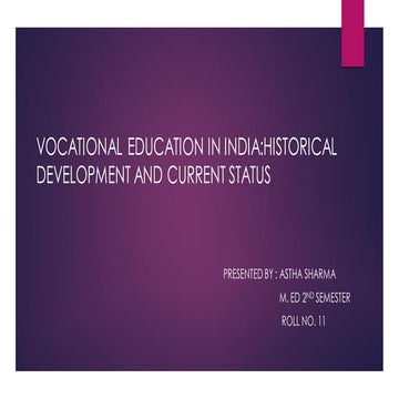 Vocational education in India: Historical Development
