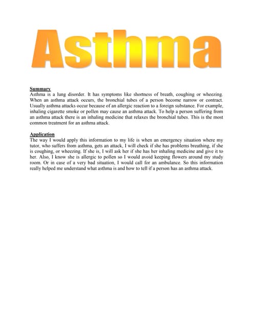 Which Of The Following Statements Is True Regarding Asthma Asthma | PDF