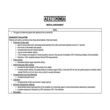 Asthma medical, nursing managements