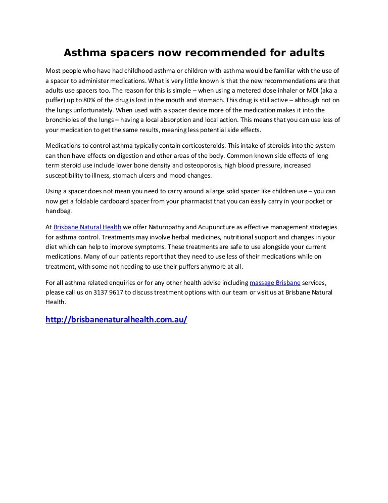 Asthma spacers now for adults