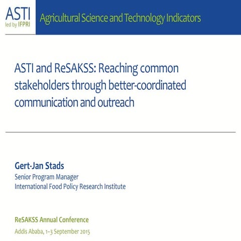 2015 ReSAKSS Conference - Day 1 - ASTI - Gert-Jan Stads