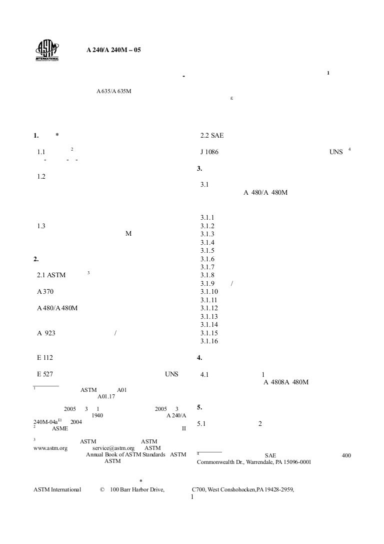 Astm a240-a240 m-05