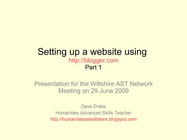 How to create a blog - Part One