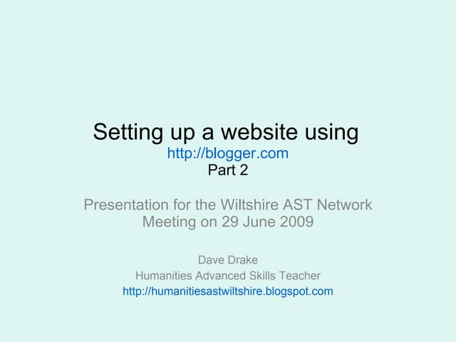 How to create a blog - Part Two