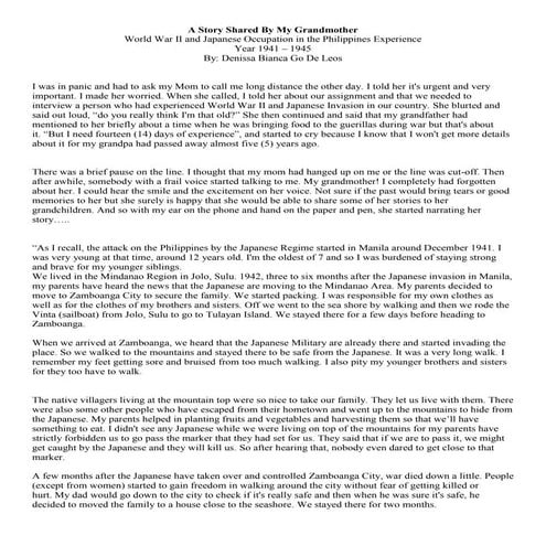 A Story Shared by my Grandmother