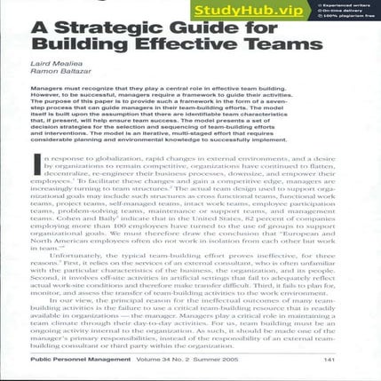 A Strategic Guide For Building Effective Teams