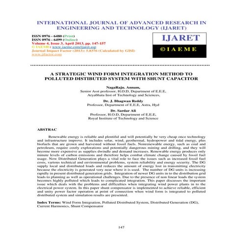A strategic wind form integration method to polluted distibuted system with s...