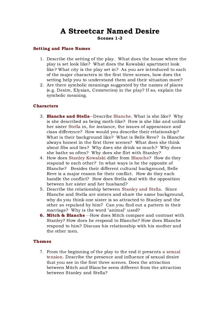 A Streetcar Named Desire Scenes 1 3