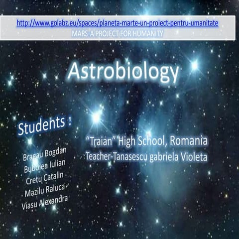 Astrobiology, MARS-A PROJECT FOR HUMANITY