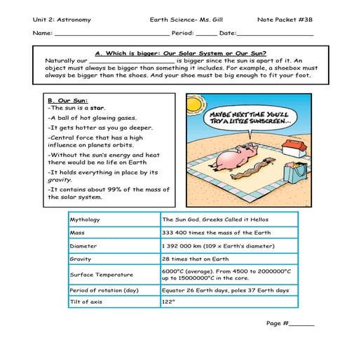 Astronomy Note Packet 3B Outline