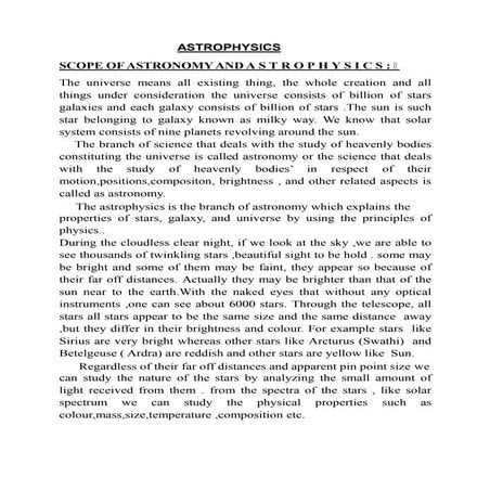 Astrophysics by RAVEENDRA BAGADE lecturer in Physics S.G Degree College Koppa...