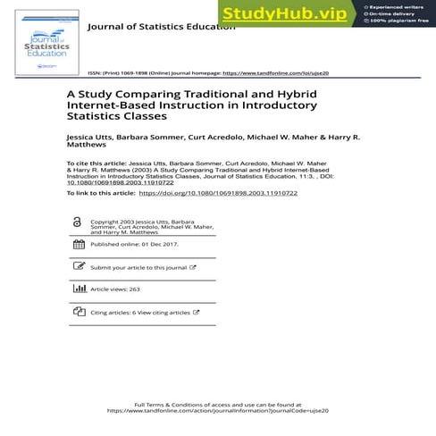 A Study Comparing Traditional And Hybrid Internet-Based Instruction In Introd...