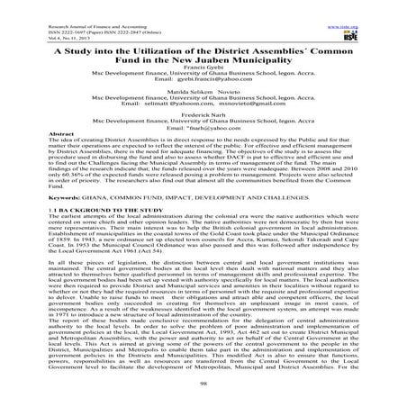 A study into the utilization of the district assemblies common fund in ...