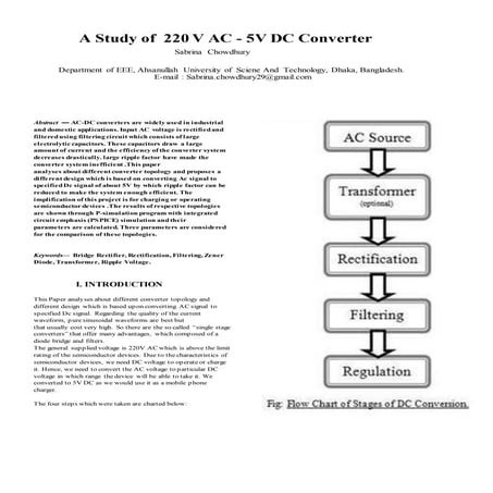A study of 220V AC-5V DC Converter