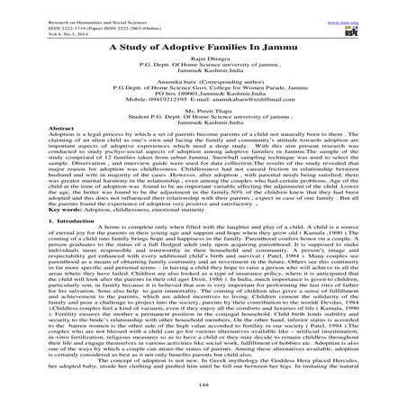 A study of adoptive families in jammu