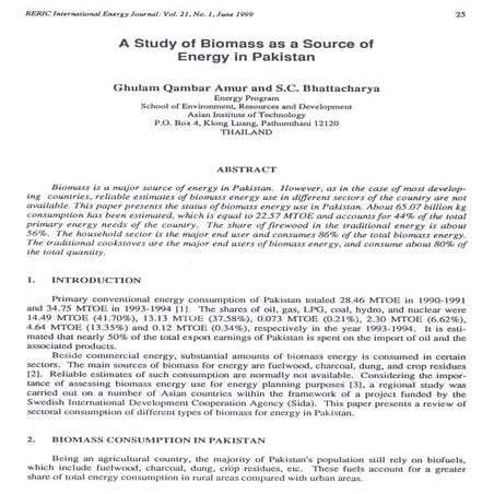 A study of biomass as a source of energy in pakistan | PDF