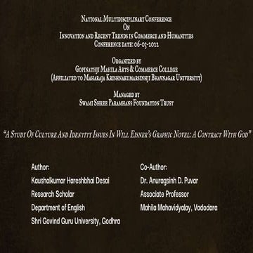 A Study of Culture and Identity Issues in Will Eisner’s Graphic Novel: "A Con...