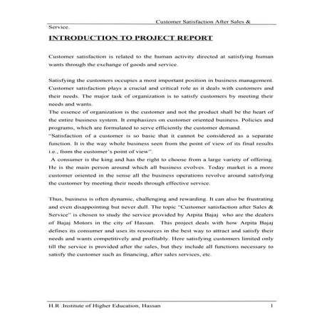 A study of customer satisfaction on after sales and service conducted at arpi...
