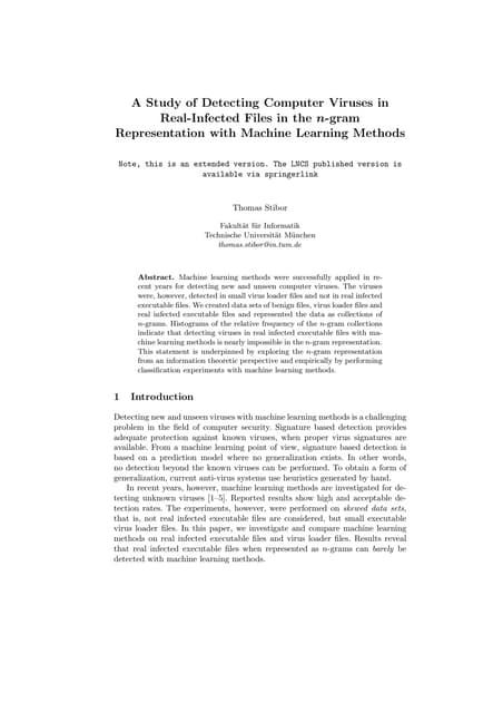 A study of detecting computer viruses in real infected files in the n-gram re...
