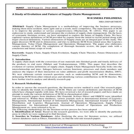 A Study Of Evolution And Future Of Supply Chain Management | PDF