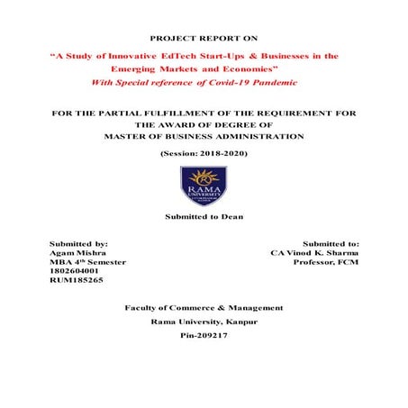 A study of innovative ed tech start ups &amp; businesses in the emerging markets and economies