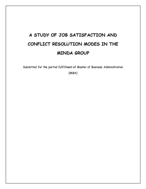 A study of job satisfaction and conflict resolution modes in the minda group