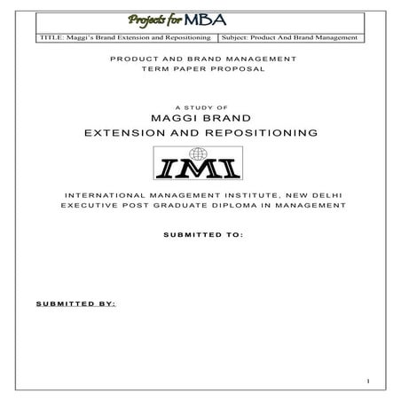 A study of maggi brand repositioning and extension