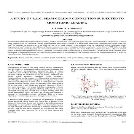 A study of r.c.c. beam column connection subjected to
