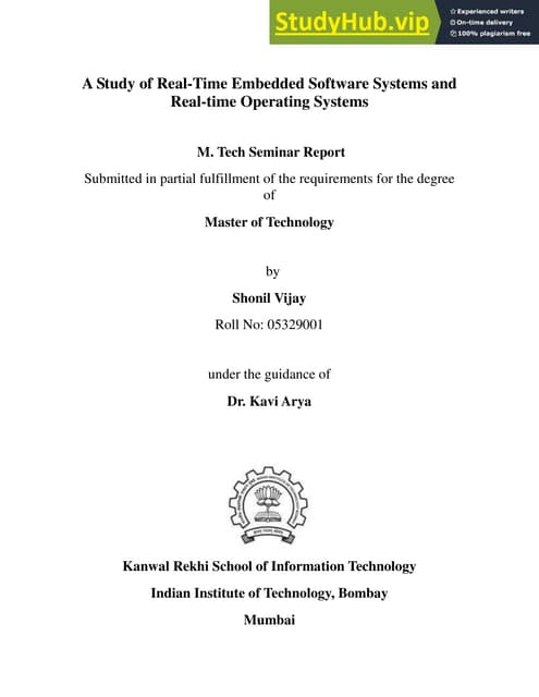 A Study Of Real-Time Embedded Software Systems And Real-Time Operating Systems