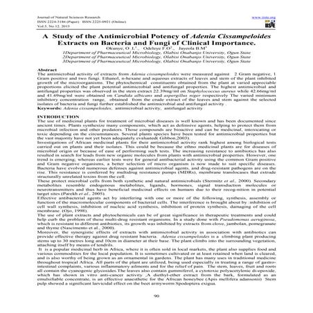 A  study of the antimicrobial potency of adenia cissampeloides