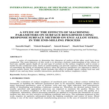 A study of the effects of machining parameters on surface roughness using res...