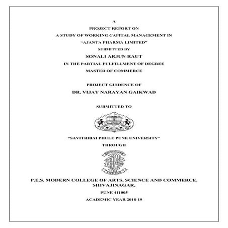 A study of working capital management in ajanta pharma limited