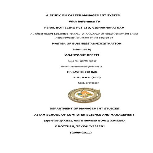 A STUDY ON CAREER MANAGEMENT SYSTEM  