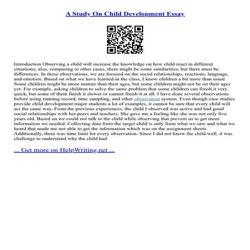 A Study On Child Development Essay