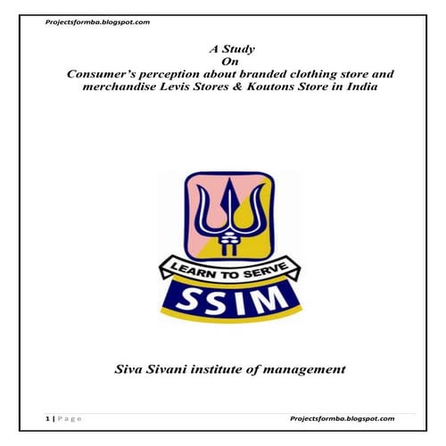 A study on consumer’s perception about branded clothing store and merchandise...